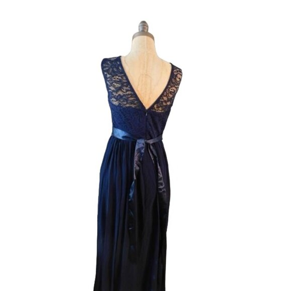 Navy Blue Size S Small Lace Long Formal Evening Event Dress - Picture 3 of 3